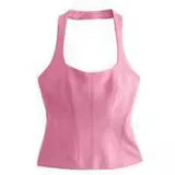 Fongt Summer New Slimming Women's Short-Skinned Waistcoat Women's Back-To-Back Top