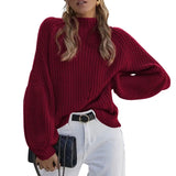 Fongt 2025 New Loose Half-High Collar Knitwear Women's Solid Color Turtleneck Sweater