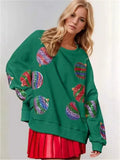 Autumn And Winter Beads Embroidered Fashion Round-Neck Long-Sleeved Sleeves Spliced Christmas Dress