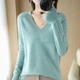 Fongt Out Makes Bottom Unlined Upper Garment Female Autumn Dong New Style Sweater Inside Jacket Long Sleeve Sets Foreign Style Slim V Gets Sweater Female-Outfit