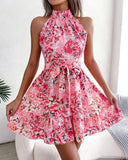 Women's Temu Sweet Princess Print Sleeveless Skirt Dress-Outfit