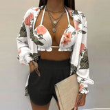 Fongt New Sexy Women's Pure Color Shorts Fashion Three-Piece Set