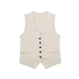 Vest 99293210 Blended High Waist Casual Shorts 9929221 Suit-Outfit