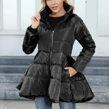 Coat 2023 New Design Feeling Slim Collar Women In The Long Thick Waist Cotton Coat-Outfit