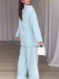 Fongt Fashion Striped Print Suit Wide Leg Pants Temperament Suit Female 3036