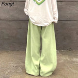 Autumn Harajuku Wide Leg Baggy Pants Women Fashion Oversize Elastic Waist Casual Trousers Korean Hip Hop Pants