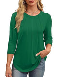 Fongt 2025 New Fashion Casual Roll Collar Seven-Sleeve Top Bottom Shirt
