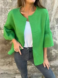 Fongt 2025 New Fashion Women's Round Seven-Sleeved Short Cardigan