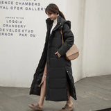 2023 Winter New Cotton-Padded Jacket Female Long Over The Knee Korean Version Slim Bestie Warm And Thick Long Cotton-Padded Jacket-Outfit