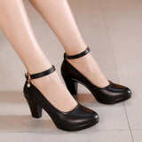 Genuine Leather shoes Women Round Toe Pumps Sapato feminino High Heels Shallow Fashion Black Work Shoe Plus Size 703-0-Outfit