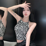 Summer Zebra Stripe American Style Women's Camisole Short Top Y2K-Outfit