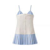 Fongt College Wind V-Neck Sleeveless Hottie Wind Short Skirt Fake Two Sling Skirts