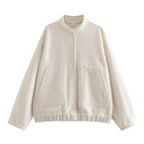 2024 New Vertical Collar Loose Version Multicolor Women's Woolen Casual Coat 5070629-Outfit