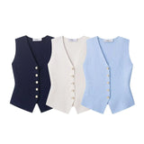 Fongt Homemade New Women's Oceanic Hip Flat-Pin Vest Top 4192003