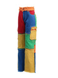 Fongt Trendy Personality Loose Pants 2025 Autumn New Splicing High-Waisted Wide-Legged Jeans Woman