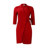Fongt Large-Size Women's Dress 2025 New Fashion Suit Collar Fashion Strap To Close The Waist Pressure Folded African Dress