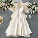Fongt Luxury Banquet High-End Court Style Dress Temperament V Receive Waist Thin High-End Exquisite Dress