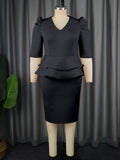 Fongt Fake Two-Piece Bag Ass Skirt Lightly Cooked Wind Party Lotus Leaf-Side High-Waisted Dress