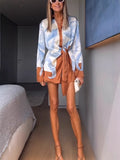 Fongt Women's Clothing Casual Irregular Knotted Fashion Long-Sleeved Shirt Dress 8137