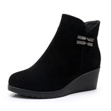 2021 Genuine Leather Warm Winter Boots Shoes Women Ankle Boots Female Wedges Boots Women Boot Platform