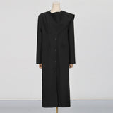 Fongt New Temperament Splicing Long Sleeve Single Row Buckle Long Loose Thin Senior Design Wind Coat Women's Autumn