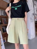 Suit Shorts Loose Elastic Waist Slim Thin Women's Summer Shorts Casual High Waist Solid Straight Wide Leg Ice Silk