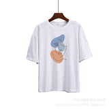 Fongt Summer Abstract Aesthetic Print T-Shirt Women's Cotton Soft Loose Basic Top Ins T-Shirt