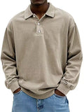 Fongt New Men's Shirt Casual Long-Sleeved Button-Down Polo Shirt Men