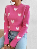 Fongt And Winter New Heart Pattern Loose Round Collar Knitting Jacket Sweater