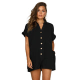 Fongt Women's Clothing 2025 Spring And Summer New Ebay Hot-Selling Collar Shirt Button-Button Jumpsuit