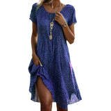 Fongt Hot Selling Literary And Art National Wind Round Collar Long Dress