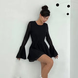 Fongt 2023 New Women's Ins Hot Girl Park Caiying With The Same Temperament Round Collar Horn Long Sleeve Gauze