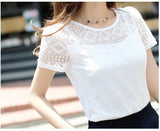 Fongt Shooting 2025 Summer Dress New Bottoming Tops To Put On White Round-Neck Short-Sleeved Lace Chiffon Shirt