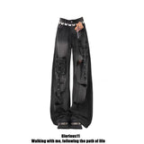 Fongt Multi-Pocket-Hole-Wear Jeans Women's Summer 2025 New High-Waist Design Wide-Legged Pants