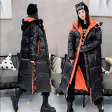Degrees Winter Thick Warm Parkas Coat Women Down Jacket Female Loose Cotton Long Hooded Down Jacket Windproof Coat