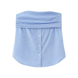 New Pleated Buckle Decorative Elastic Poplin Bra Top 4661008-Outfit
