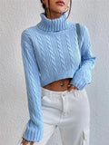 Fongt Autumn And Winter New Women's High-Neck Long-Sleeved Sleeve Thighs Short Sweater