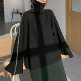 New 2021 Autumn Winter Women Sweaters Turtleneck Pullovers Fashionable Oversized Pagoda Sleeve Vintage Jumpers