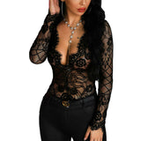 Floral Embroidery Deep V Neck Slim