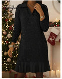 Fongt 2025 Leisure Long-Sleeved POLO Collar Dress Broken