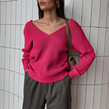 Oversized Long Sleeve Knitted V Neck Women Pullovers Sweater 2021 Autumn Winter Fashion Casual Female Y2K