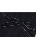 High-Waist Slim Elegant Solid Color All-Match Denim Skirt Women Summer 2023 Fashion Bow Pleated Denim Mini Skirt