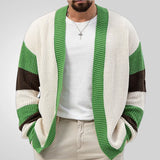 Fongt Men's Knitted Shirt Loose Color Knitted Jacket Thick Knit Sweater Man
