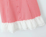 Red Plaid Low Ruched Sling Mini Dress-Outfit
