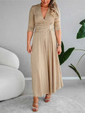 Fongt And Autumn 2025 Elegant Waist Dress Fine Flashy Deep V Sexy Dress