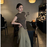 Fongt Money Style Slim Design Design Sense Short-Sleeved T-Shirt Women Summer New Temperament Commuting Casual Pants Set