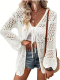 Fongt Beach Knitted Jersey In Summer 2025 Sexy Solid Color Knitted Beach Swimwear Shirt Sunscreen Cardigan