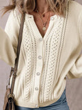 Fongt And Winter New Solid Color Hollow Commuting Single Row Buckle Knitted Jersey Sweater Woman