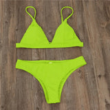 Neon Green Bikini Women Summer Solid Push Up Micro Swimsuit Brazilian Beach Bathing Suit Thong Swimwear Maillot De