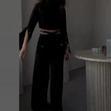 Fongt 2024 New Short Crop Jacket Building High Waist Slim Trousers Two Sets-Outfit